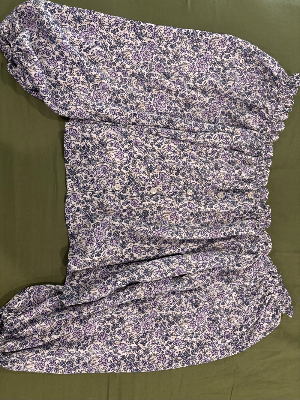 American Eagle Outfitters Lavender and White Floral Off-Shoulder Top
